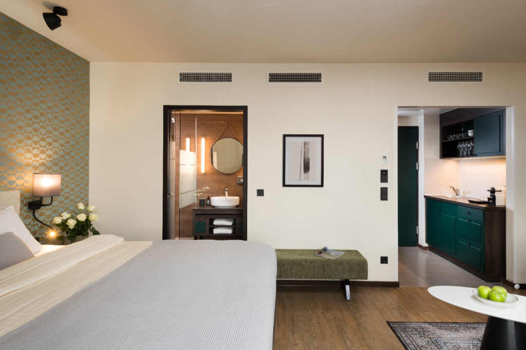 Soft and inviting bed at master Mirabell, perfect for a restful sleep.