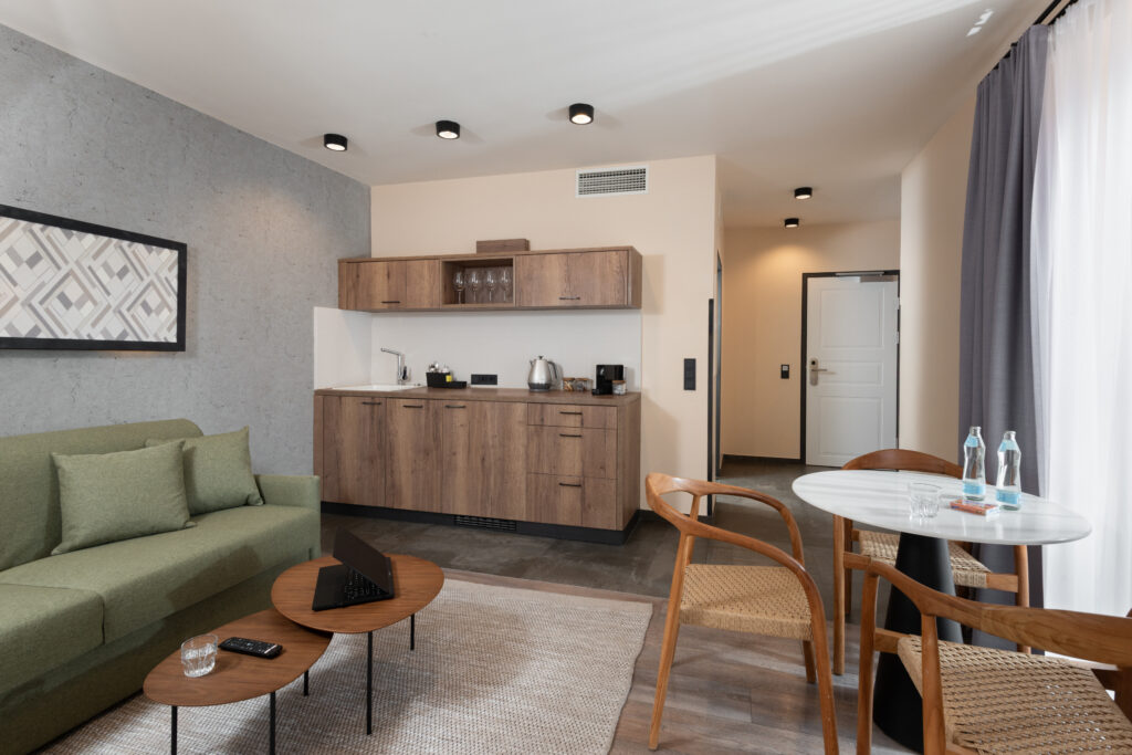 Kitchen and sitting area