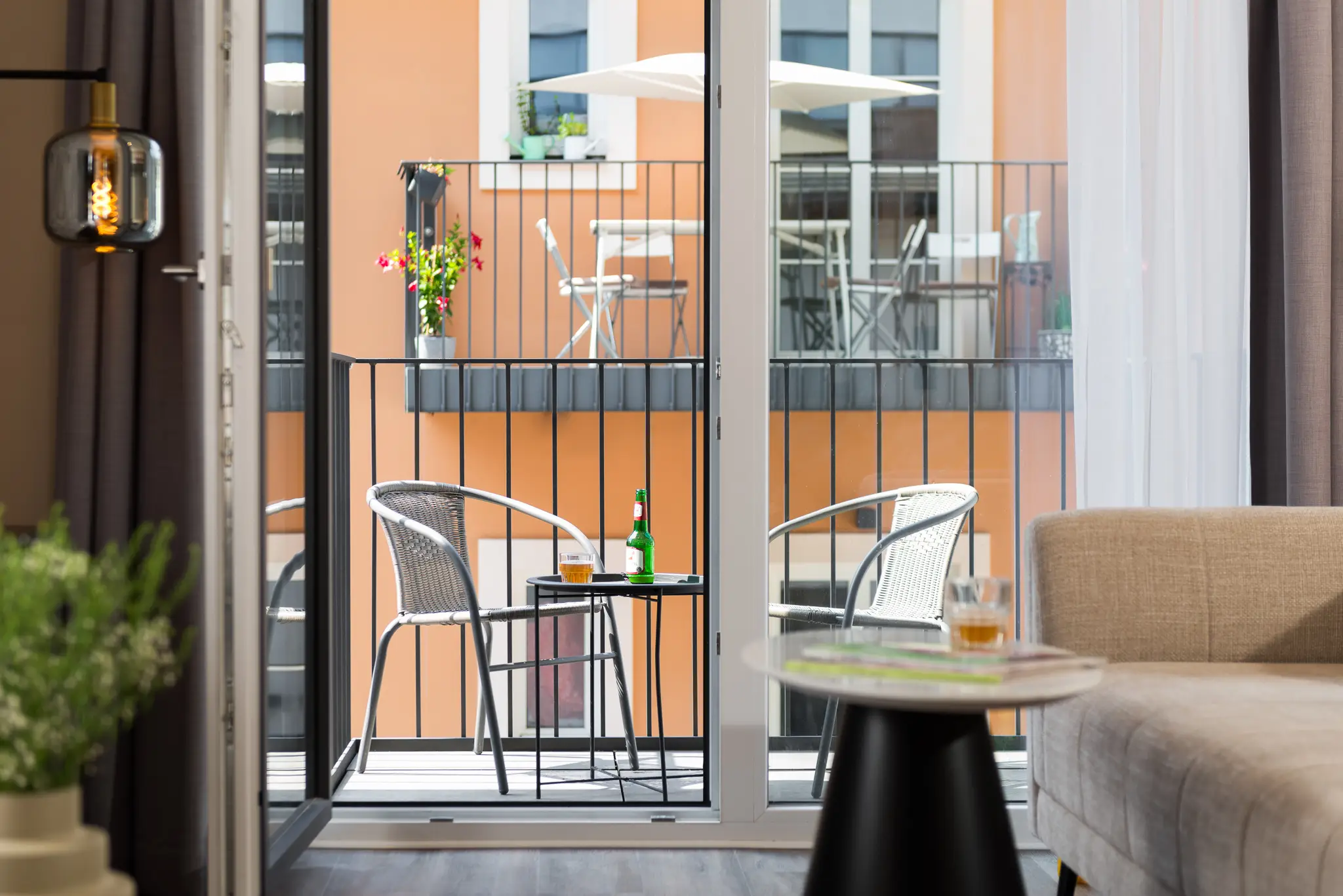 Balcony at master Linzergasse Serviced Apartments in Salzburg, providing an inviting outdoor space with scenic views.