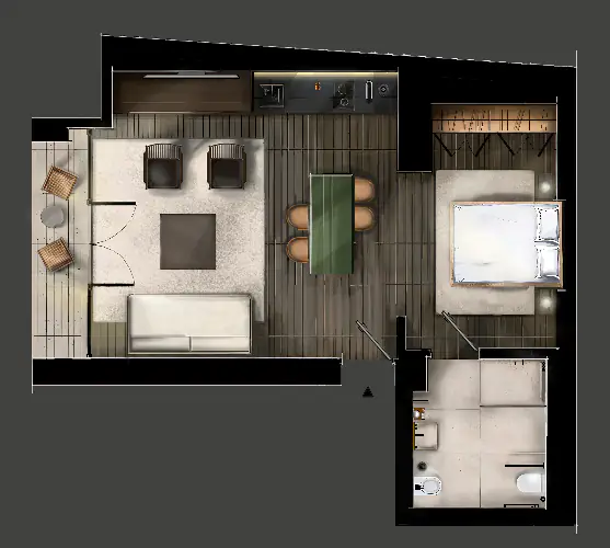 LEVEL-GROUND-STUDIO-WITH-BALCONY Layout