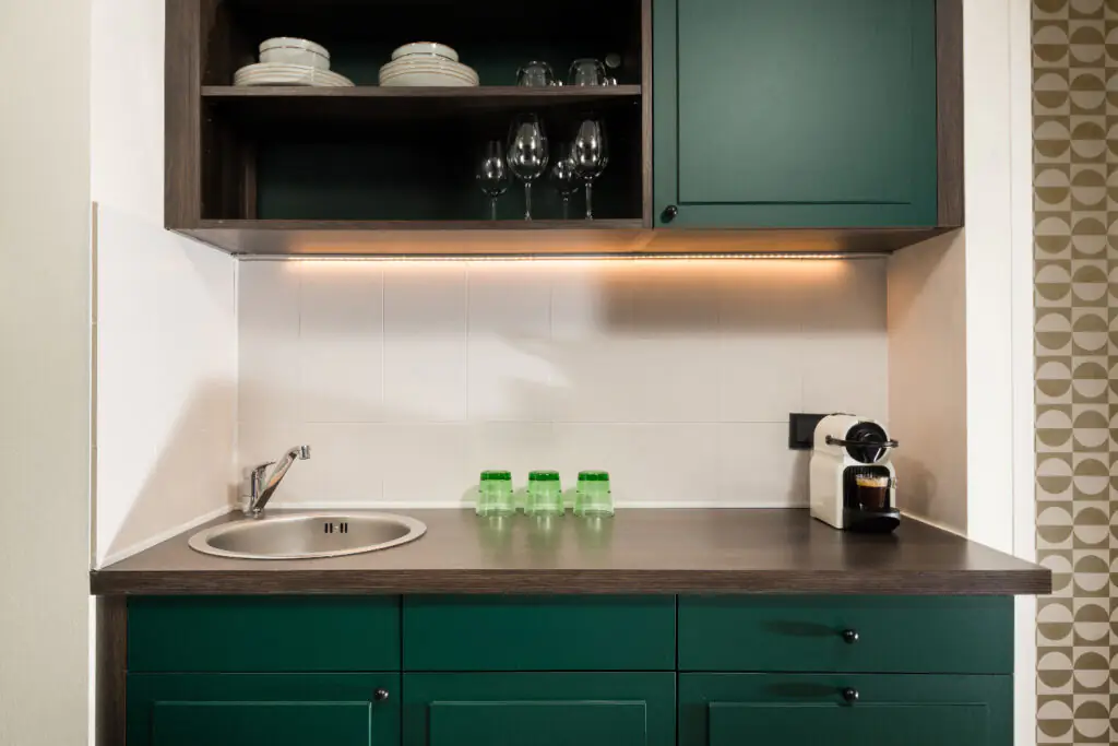 Sleek and functional kitchen space at master Mirabell, perfect for home-style cooking.